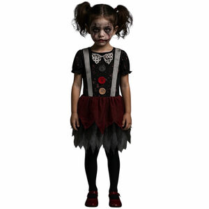 Spirit Doll Costume Girls XL Tulle Dress Scary Zombie Clown Halloween Outfit